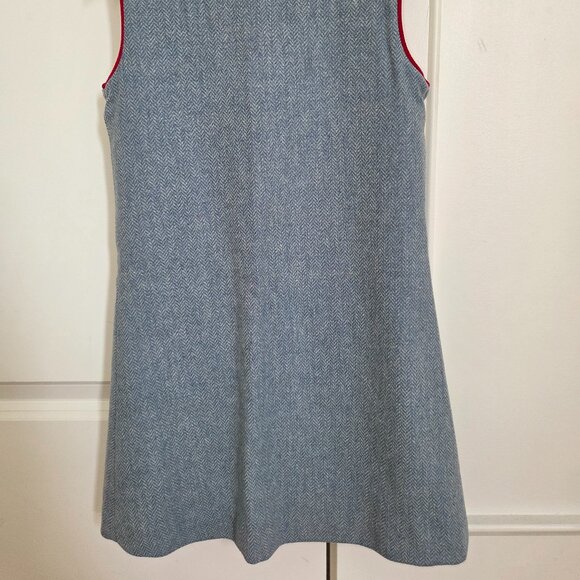 Papo d'anjo herringbone blue wool pinafore dress size 6 girls - Picture 2 of 8
